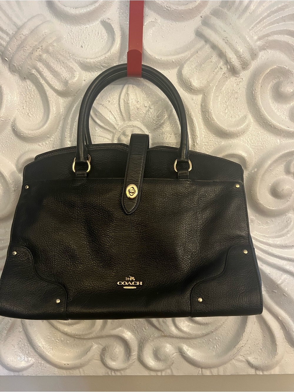Coach Black Leather Satchel with Gold Hardware